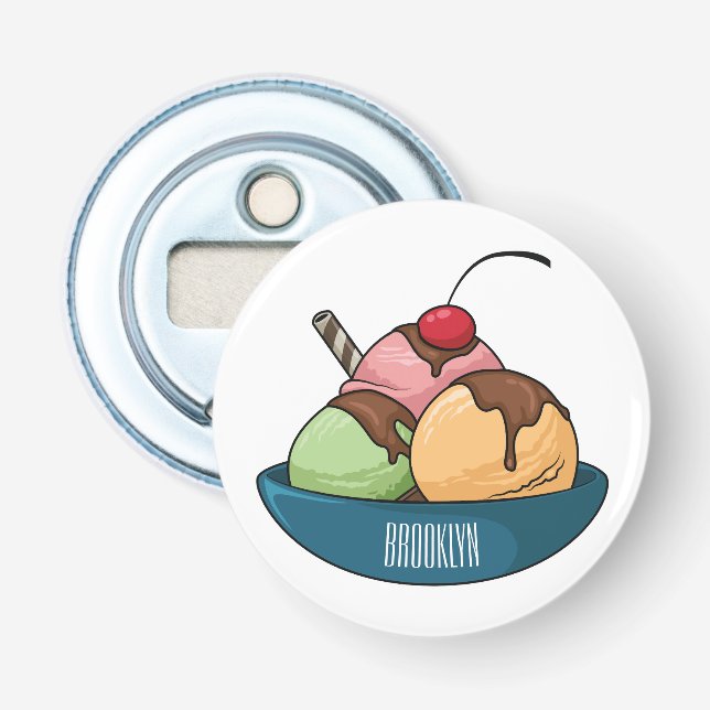 Abrebotellas Ilustracion de helado personalizado (Anverso)