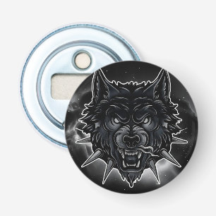 Abrebotellas Ilustración de lobo feroz con collar de pinchos