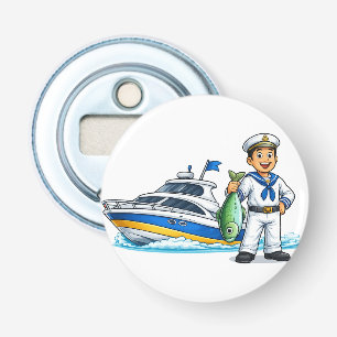 Abrebotellas Ilustración de marinero de dibujos animados con ya