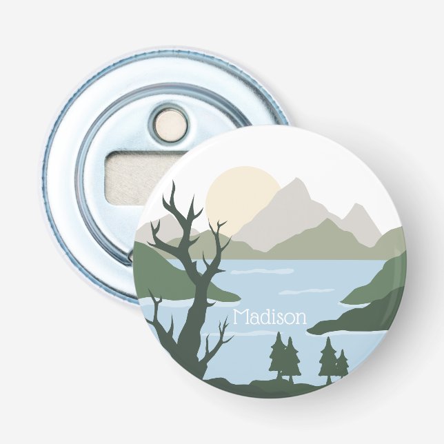 Abrebotellas Ilustracion de naturaleza de nombre personalizado (Anverso)