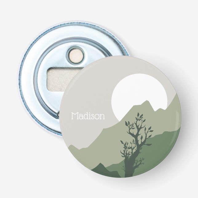 Abrebotellas Ilustracion de naturaleza de nombre personalizado (Anverso)