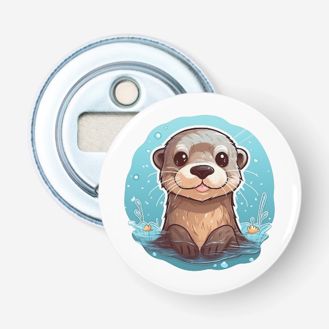 Abrebotellas ilustracion de nutria personalizado (Anverso)