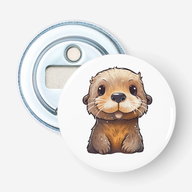 Abrebotellas ilustracion de nutria personalizado (Anverso)