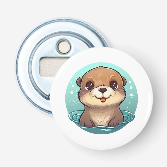 Abrebotellas ilustracion de nutria personalizado (Anverso)