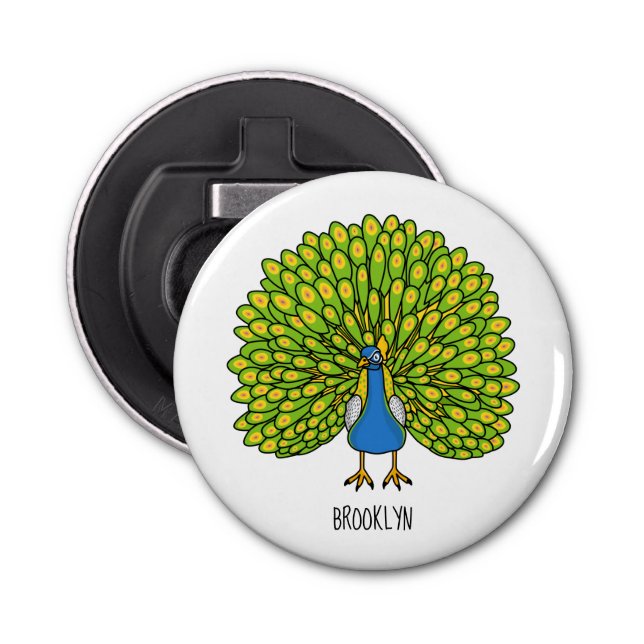 Abrebotellas Ilustracion de pájaro pavo real (Anverso)