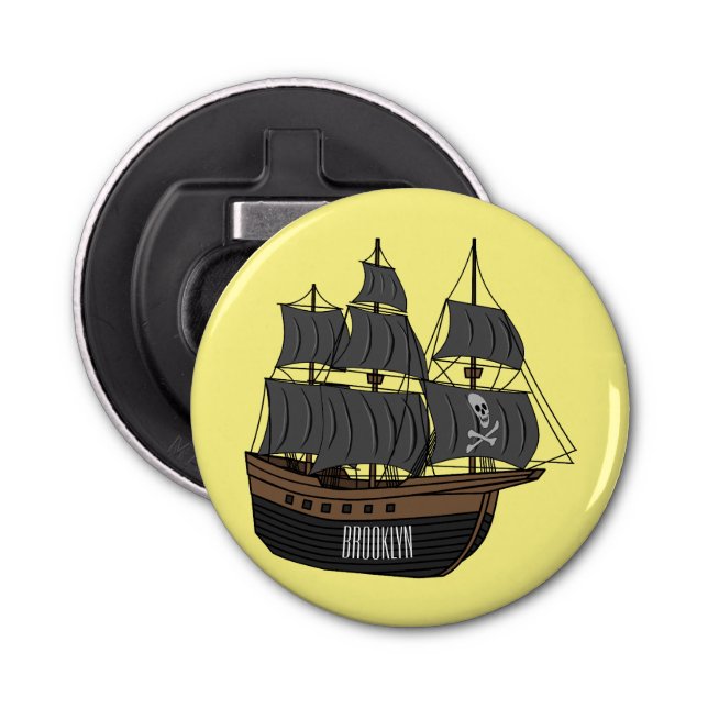 Abrebotellas Ilustracion de personalizado de buques piratas (Anverso)