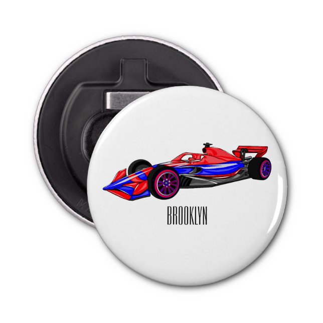 Abrebotellas Ilustracion de personalizado de coches de carreras (Anverso)