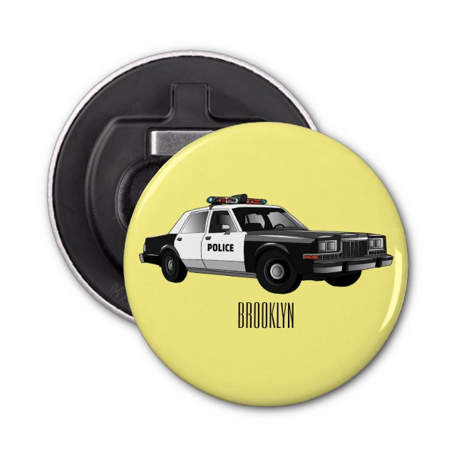 Abrebotellas Ilustracion de personalizado de coches de policía (Anverso)