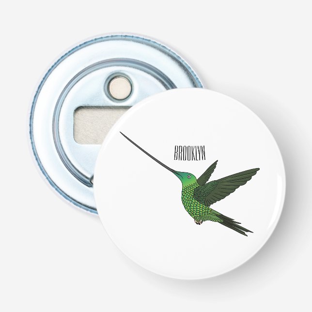 Abrebotellas Ilustracion de personalizado de colibrí con moto d (Anverso)