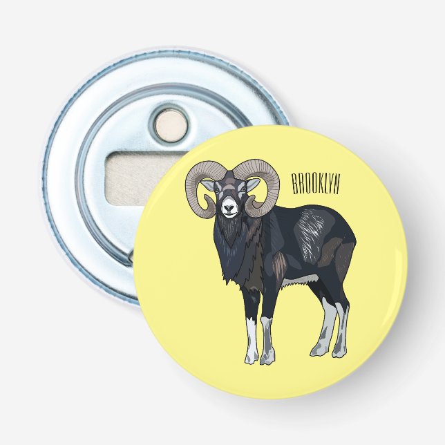 Abrebotellas Ilustracion de personalizado de ovino Mouflon (Anverso)