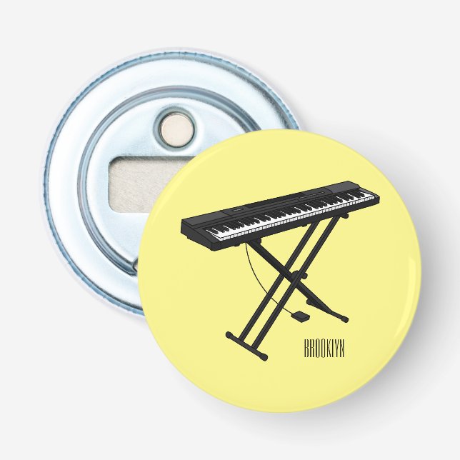 Abrebotellas Ilustracion de piano personalizado de teclado (Anverso)