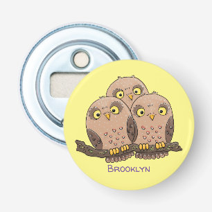 Abrebotellas Ilustracion de trío de búho lindo