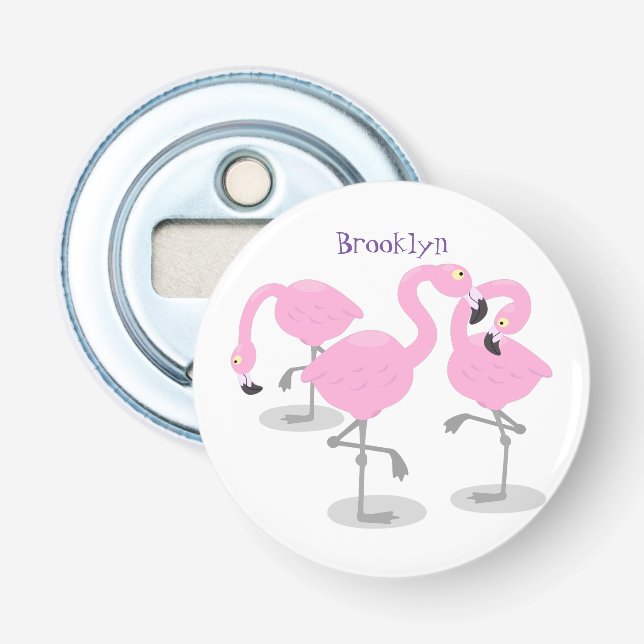 Abrebotellas Ilustracion de trío de flamingo rosado (Anverso)