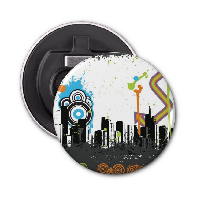 Abrebotellas Ilustracion de un paisaje urbano sucio (Anverso)