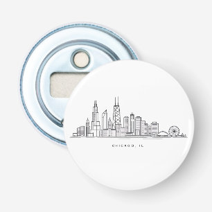 Abrebotellas Ilustración del paisaje urbano de Chicago, IL