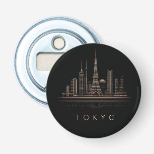 Abrebotellas Ilustración elegante de la silueta urbana de Tokio