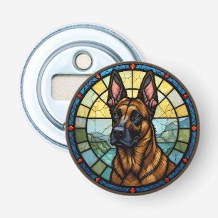 Abrebotellas Ilustracion Malinois con Estilo Vidrio Manchado de
