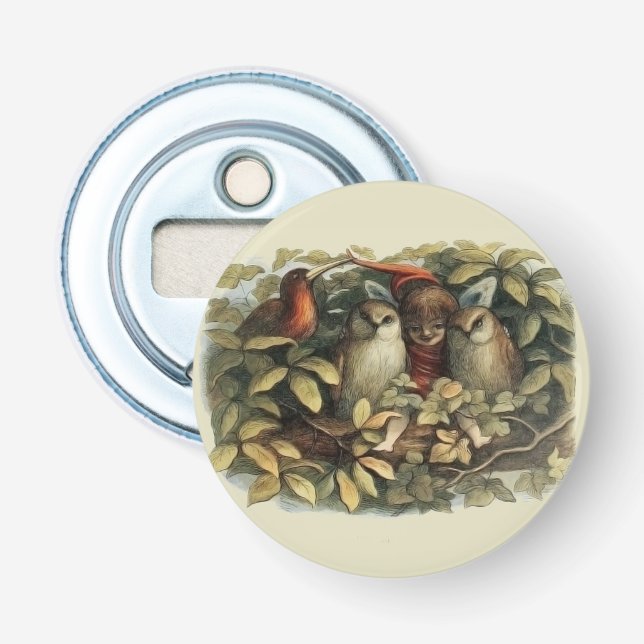 Abrebotellas Ilustracion Natural de las Lechuzas y las Fe de El (Anverso)