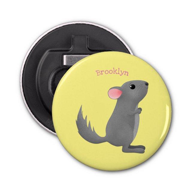 Abrebotellas Ilustracion personalizado chinchilla gris suave (Anverso)