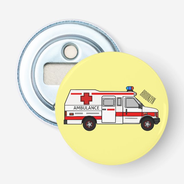 Abrebotellas Ilustracion personalizado de ambulancia (Anverso)