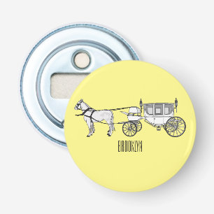 Abrebotellas ilustracion personalizado de caballos y carruajes 