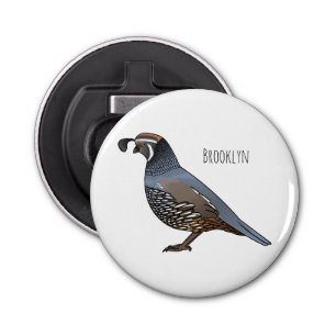 Abrebotellas Ilustracion personalizado de codorniz de Californi