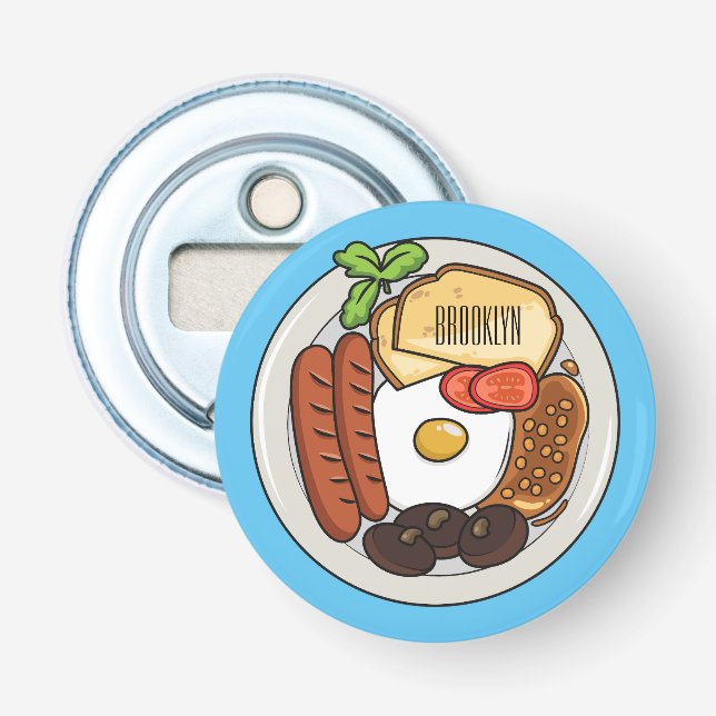 Abrebotellas Ilustracion personalizado de desayuno inglés (Anverso)