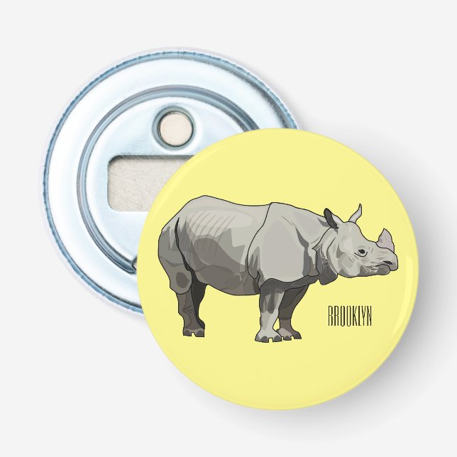 Abrebotellas Ilustracion personalizado de Javan rhinoceros (Anverso)