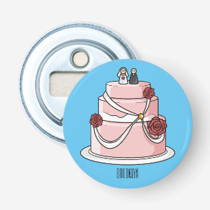Abrebotellas ilustracion personalizado de pastel boda