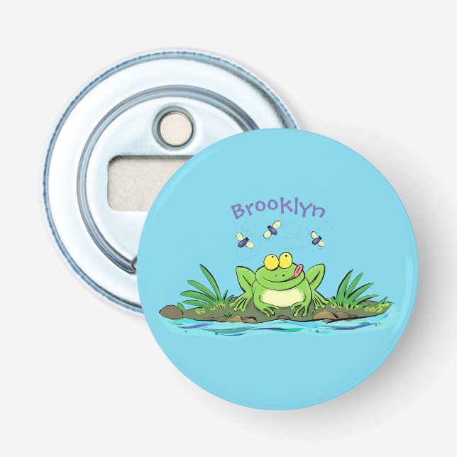 Abrebotellas Ilustracion personalizado de rana verde dulce (Anverso)