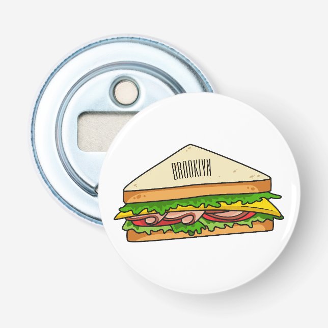 Abrebotellas Ilustracion personalizado de sándwich (Anverso)