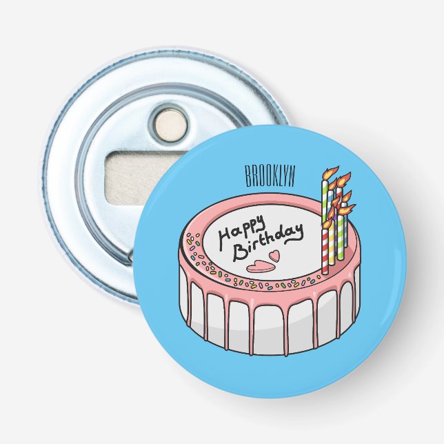 Abrebotellas Ilustracion personalizado de torta de cumpleaños (Anverso)