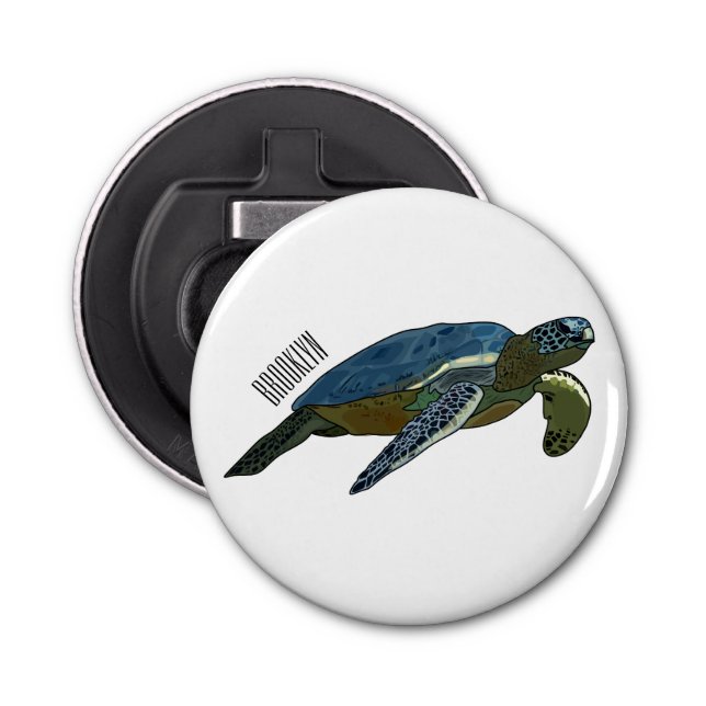 Abrebotellas Ilustracion personalizado de tortugas marinas (Anverso)