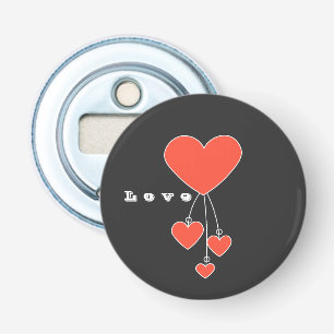 Abrebotellas Ilustracion simple con corazones escarlatos "Amor"