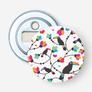 Abrebotellas ilustracion tropical del pájaro toucan lindo