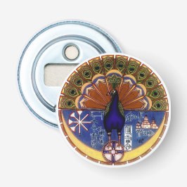 Abrebotellas imán de muestra de pavo real