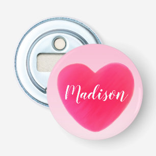 Abrebotellas Imán personalizado del corazón rosado brillante 