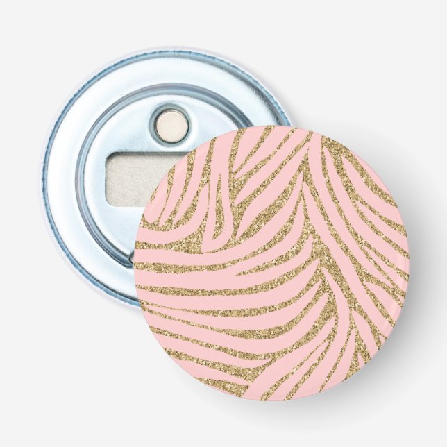 Abrebotellas Impresión de cebra Purpurina de imitación de oro r (Anverso)