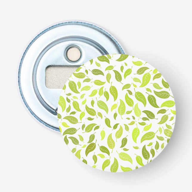 Abrebotellas Impresión de la naturaleza de hojas verdes, patrón (Anverso)