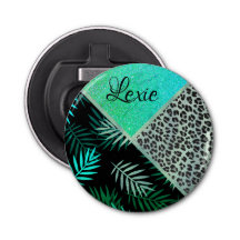 Impresión de leopardo tropical Verde azulado Purpu