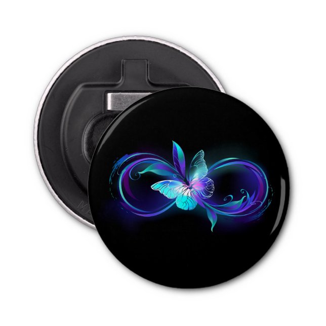 Abrebotellas Infinito brillante con mariposa mágica (Anverso)