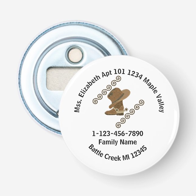 Abrebotellas Inicio de Cowboy perdido y dirección de casa famil (Anverso)