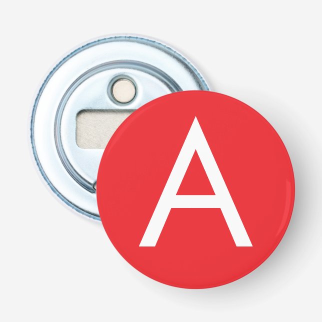 Abrebotellas Initial Letter Monogram Red White Plain Modern (Anverso)
