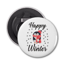 Abrebotellas Invierno feliz, pingüino lindo