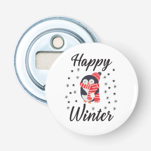 Abrebotellas Invierno feliz, pingüino lindo