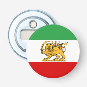 Abrebotellas Irán, bandera persa con león, Shah de Irán