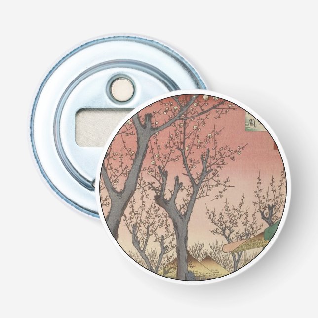 Abrebotellas Jardín de ciruelas y flores de árbol japonés (Anverso)