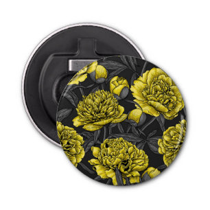 Abrebotellas Jardín de peones nocturnos en amarillo y gris