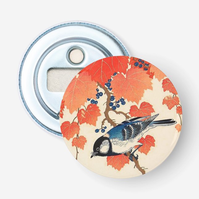 Abrebotellas Jay Bird japonés y Grapevine otoñal (Anverso)