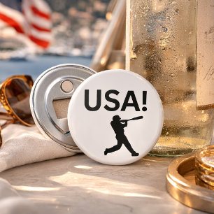 Abrebotellas jugador de béisbol de EE. UU. usando punto como pe